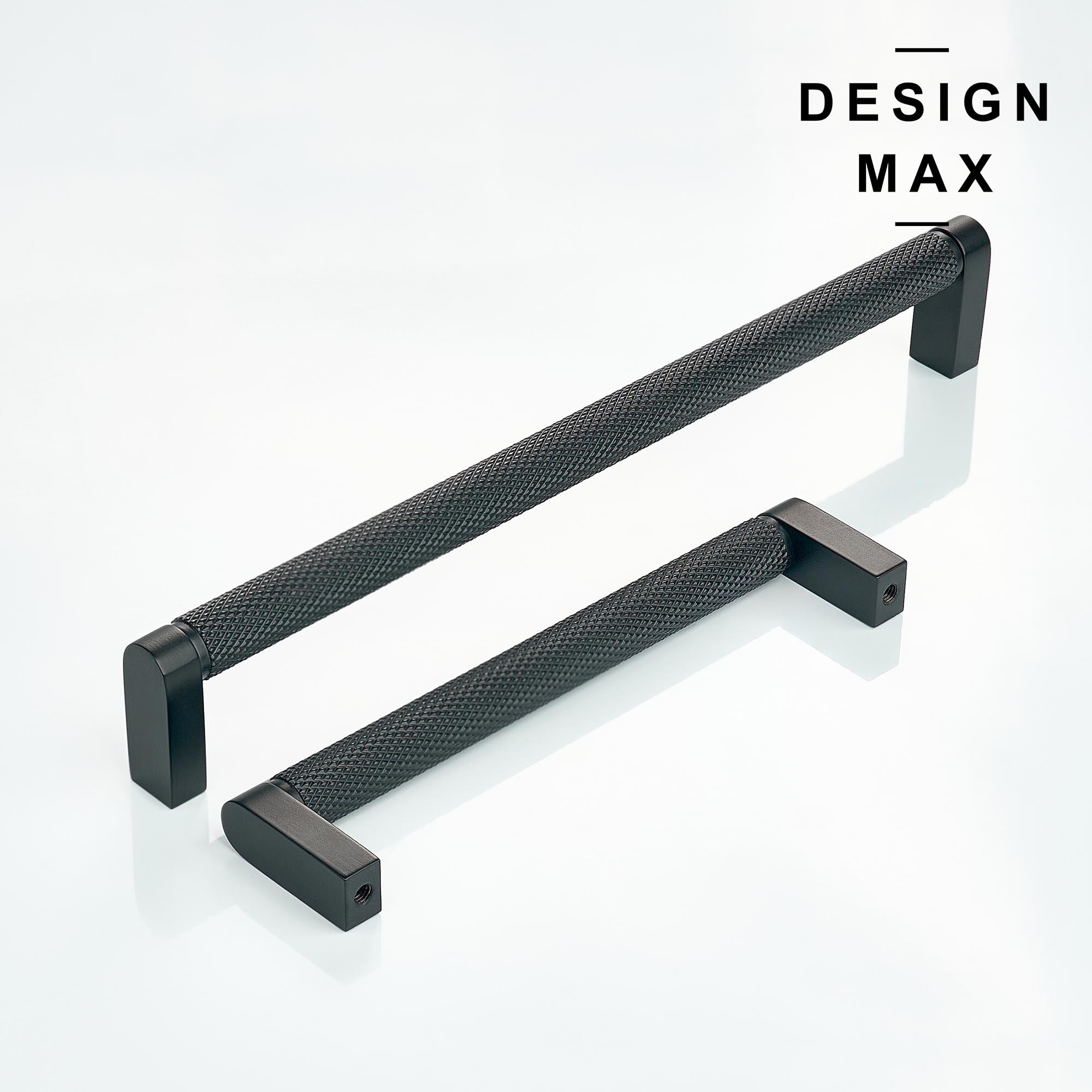 Knurled Matte Black Solid Brass Cabinet Pull